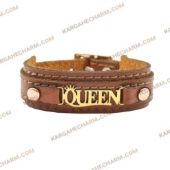 دستبند چرم طرح پلاک کویین