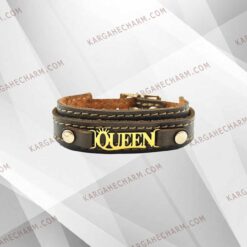 دستبند چرم طرح پلاک کویین