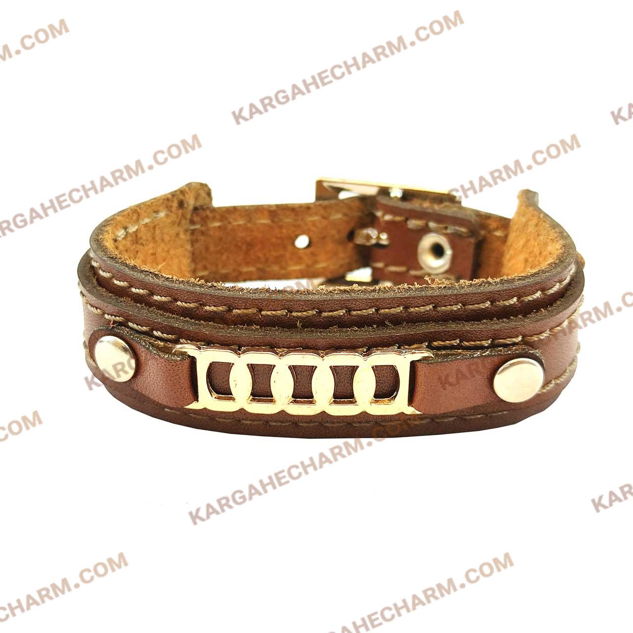دستبند چرم طرح پلاک حلقه وصل دستبند چرم طرح پلاک حلقه وصل