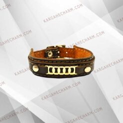 دستبند چرم طرح پلاک حلقه وصل