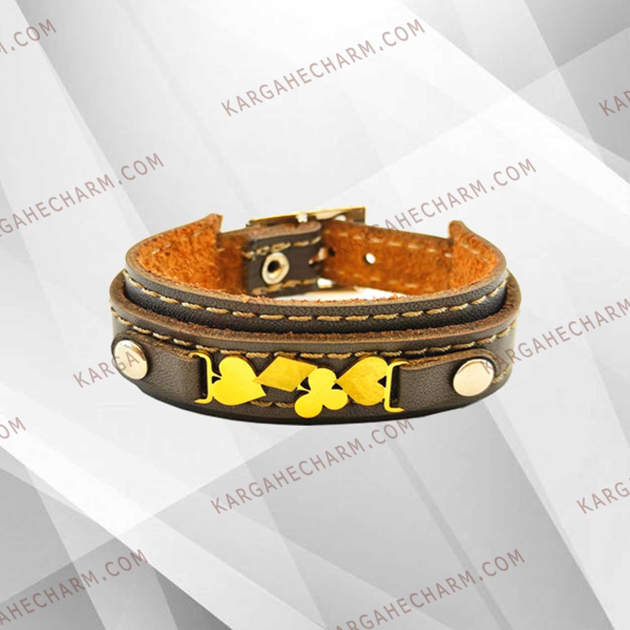 دستبند چرم طرح پلاک دل و گشنیز دستبند چرم طرح پلاک دل و گشنیز