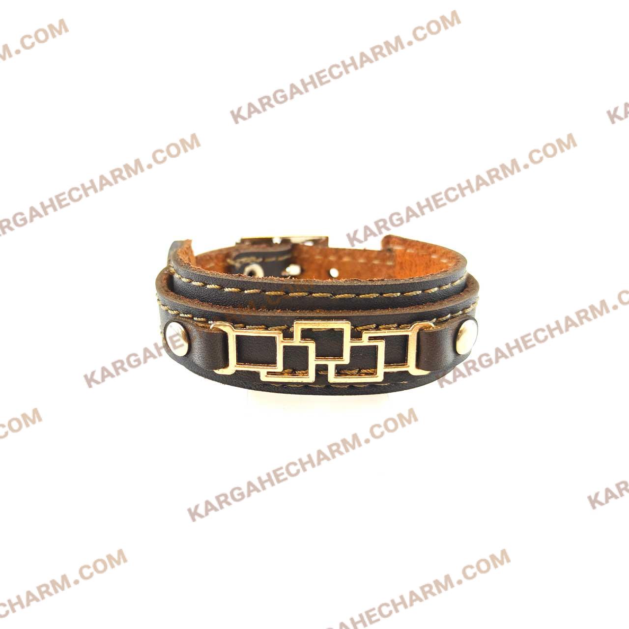 دستبند چرم طرح پلاک باداب سورت دستبند چرم طرح پلاک باداب سورت