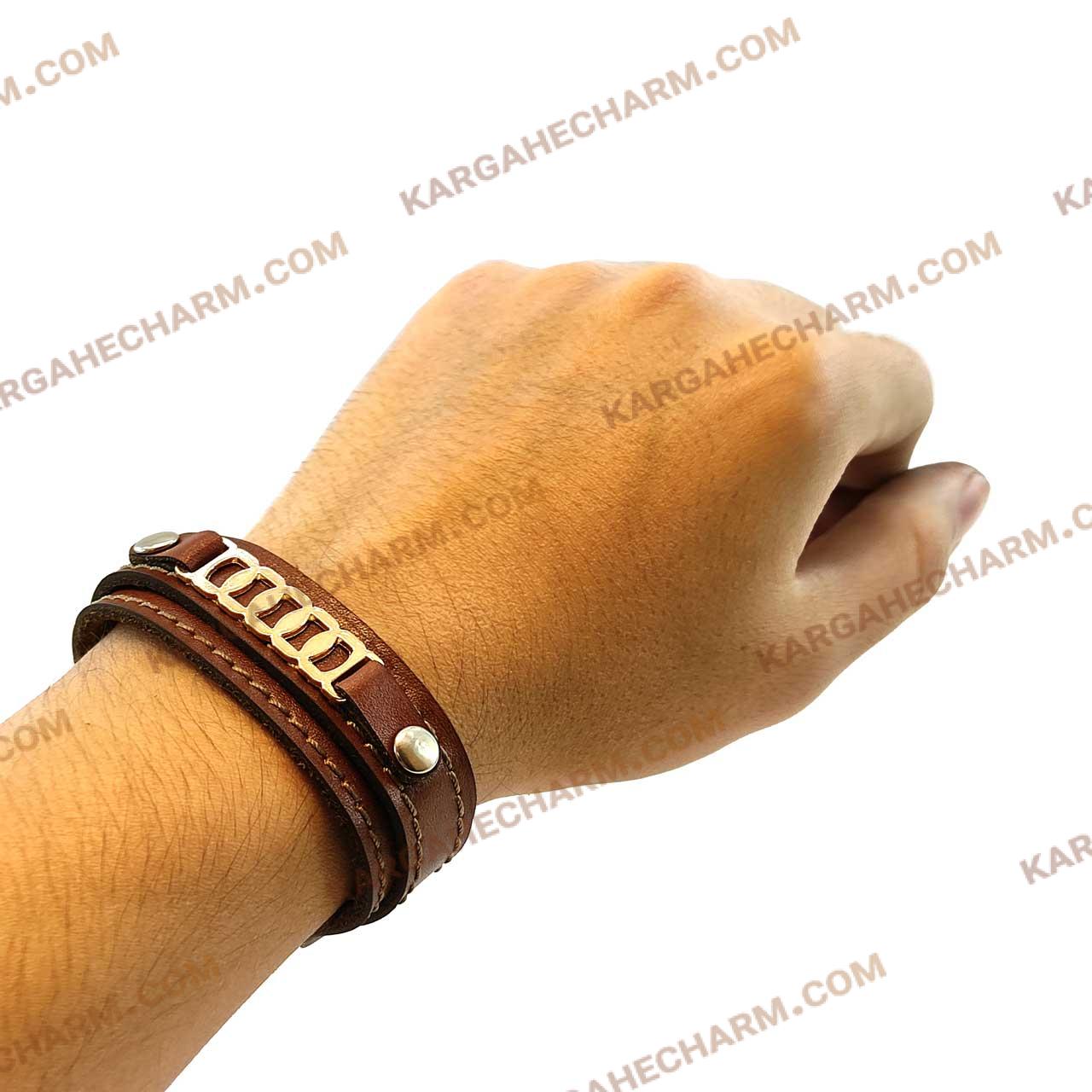 دستبند چرم طرح پلاک حلقه وصل دستبند چرم طرح پلاک حلقه وصل