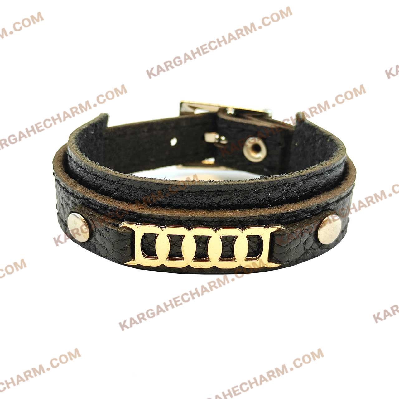 دستبند چرم طرح پلاک حلقه وصل دستبند چرم طرح پلاک حلقه وصل